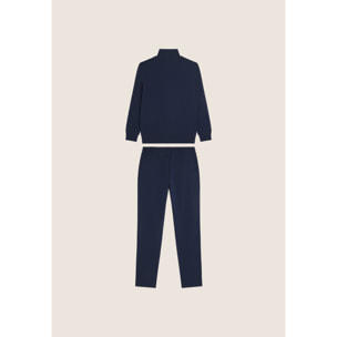 Tuta uomo zip e collo alto in French Terry con bande in tono