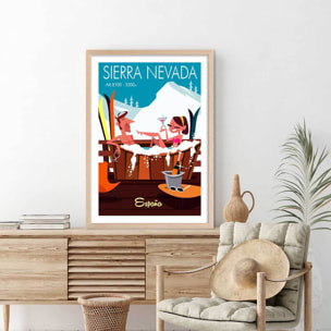 Poster de sierra nevada Affiche + cadre en bois - Chêne