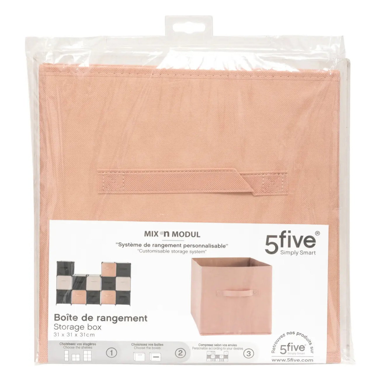 Boîte de rangement "Mix 'n' Modul" rose blush 31x31cm