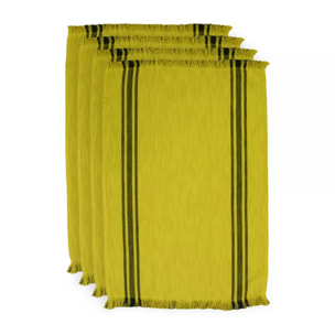 Lot de 4 torchons métis lin & coton lavé 225 g/m² rayé jaune Nova curry