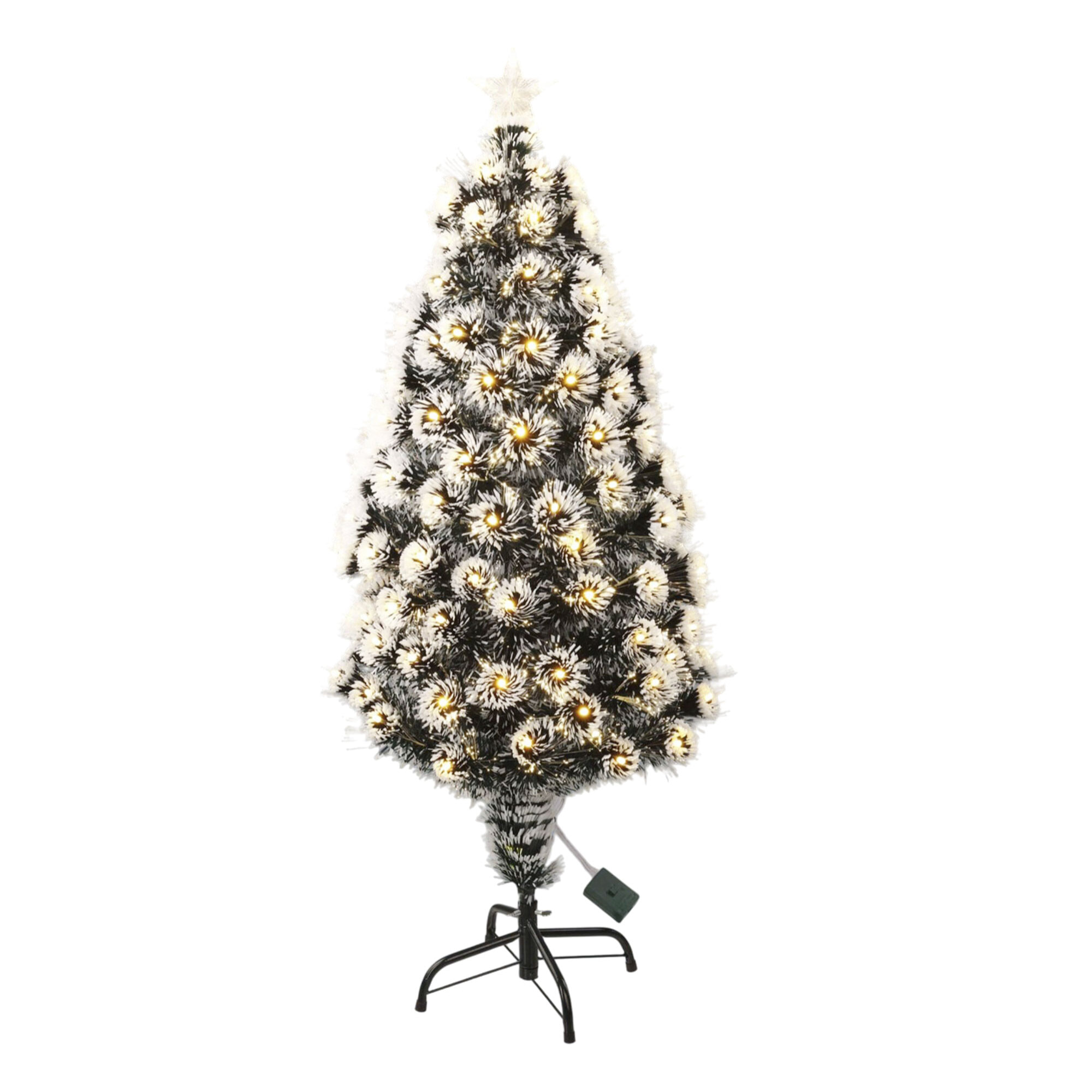 Árbol de navidad de fibra óptica con 135 luces led blanco cálido y 8 funciones de color h.120cm