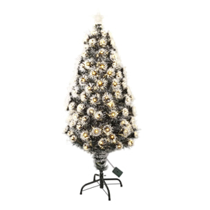 Árbol de navidad de fibra óptica con 135 luces led blanco cálido y 8 funciones de color h.120cm