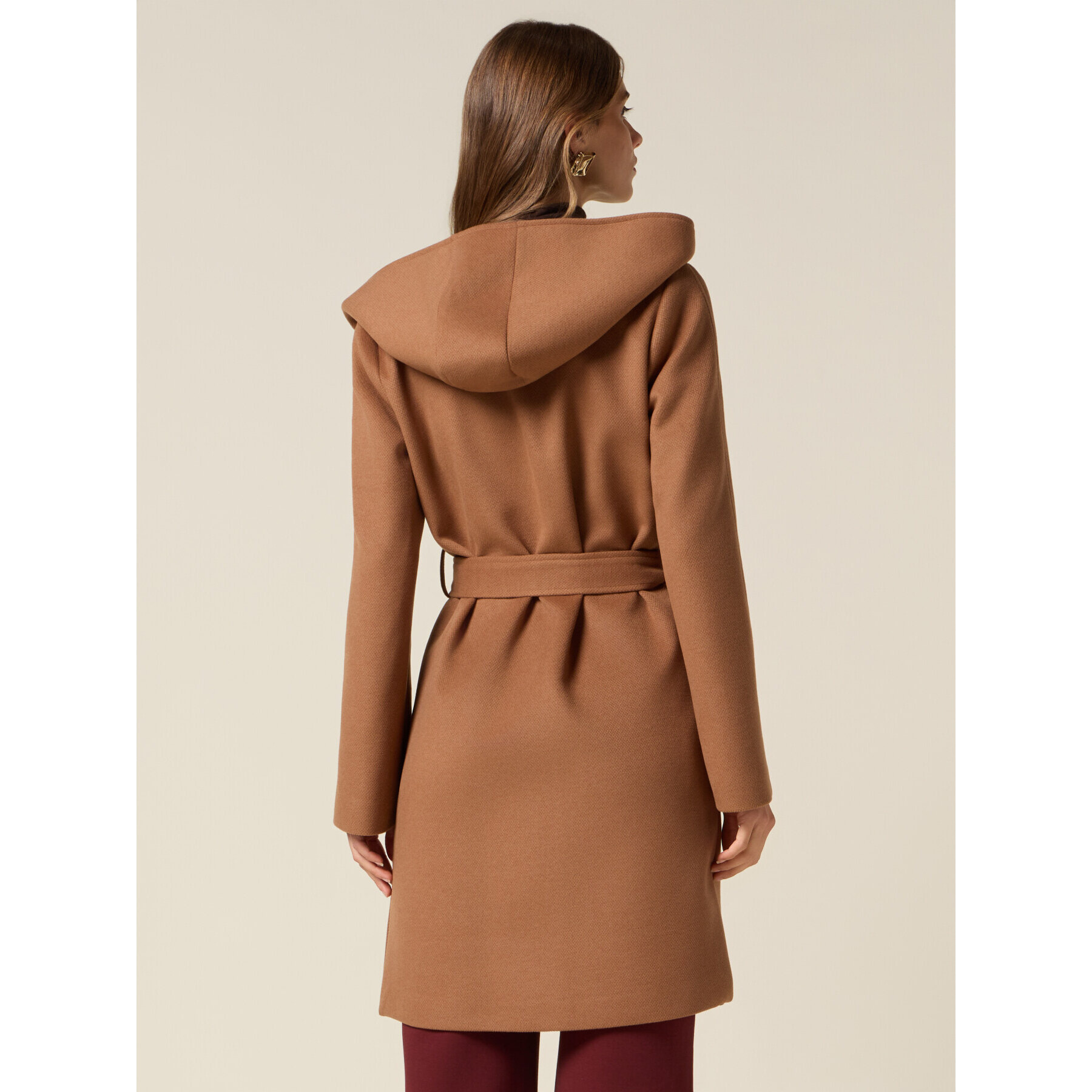 Oltre - Cappotto con cappuccio e cintura - Marrone
