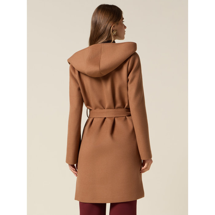 Oltre - Cappotto con cappuccio e cintura - Marrone