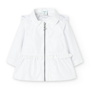 Parka técnica niña, capucha desmontable, blanco