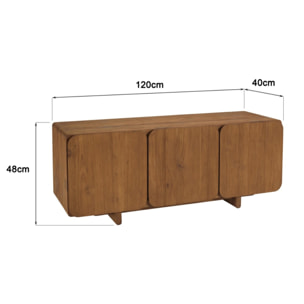 SIXTINE - Buffet 3 portes 120x40cm en bois de teck recyclé