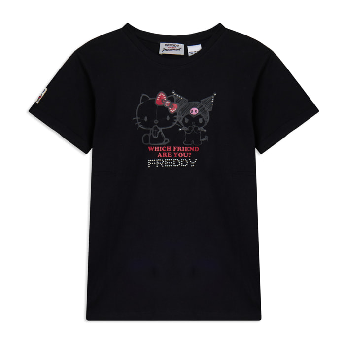 T-shirt Hello Kitty & Kuromi con stampa frontale