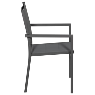 Lot de 8 chaises rembourrées en aluminium anthracite - textilène gris