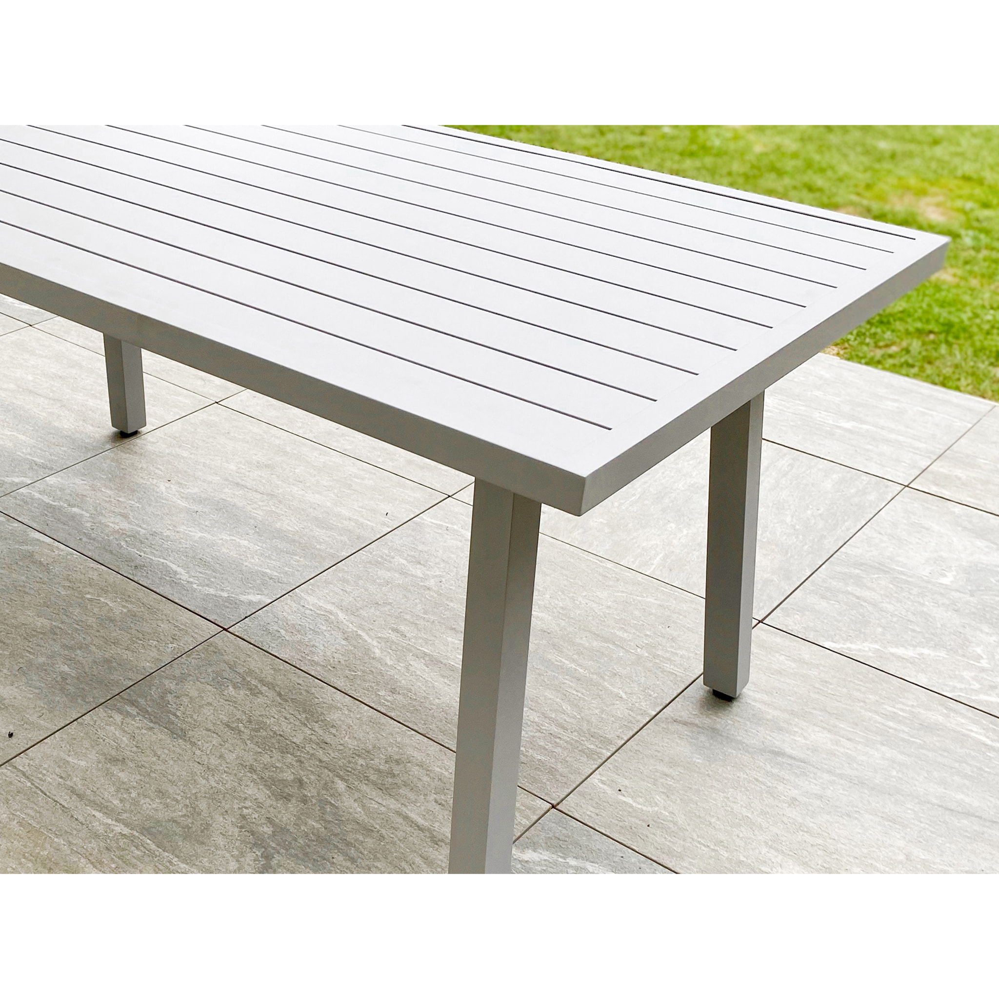 ANTALYA - Ensemble repas de jardin 9 places en aluminium gris