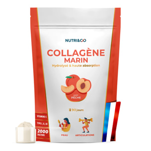 Nutri&Co Collagène Marin Type 1, 2 & 3 Peau & Articulations Goût Pêche - 540g