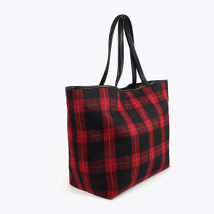 Borsa shopper a quadri con stemma