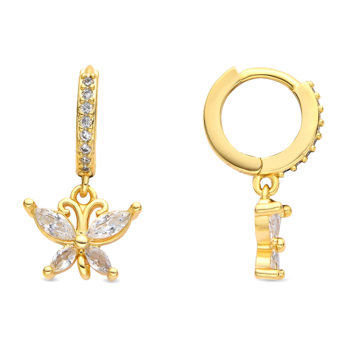 Pendientes acabado oro amarillo de 18k y Circonita Brillante