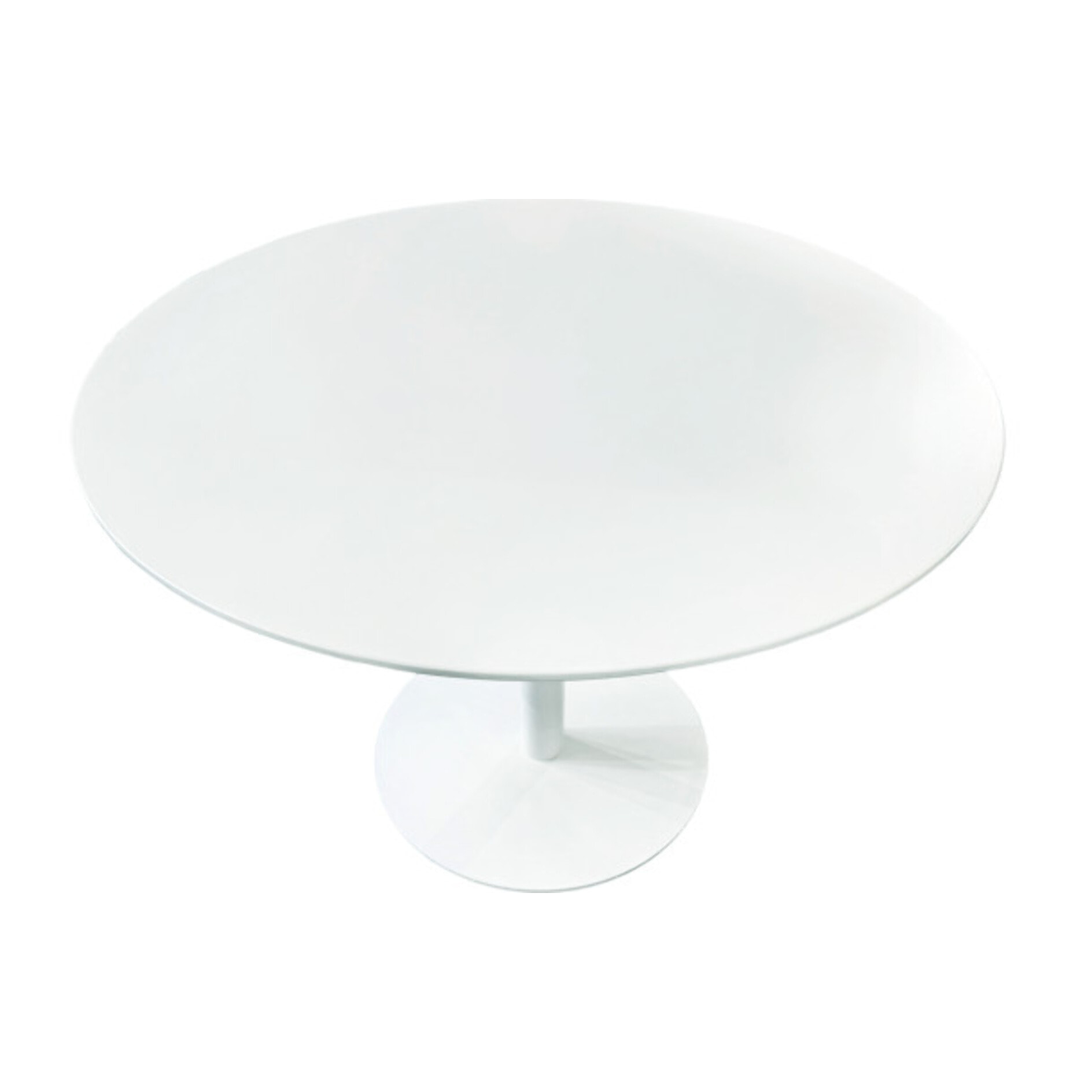 Table de repas ronde 110 cm plateau blanc mat pied métal blanc - FABIO
