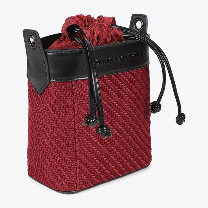 Borsa a tracolla combinata in tessuto e similpelle