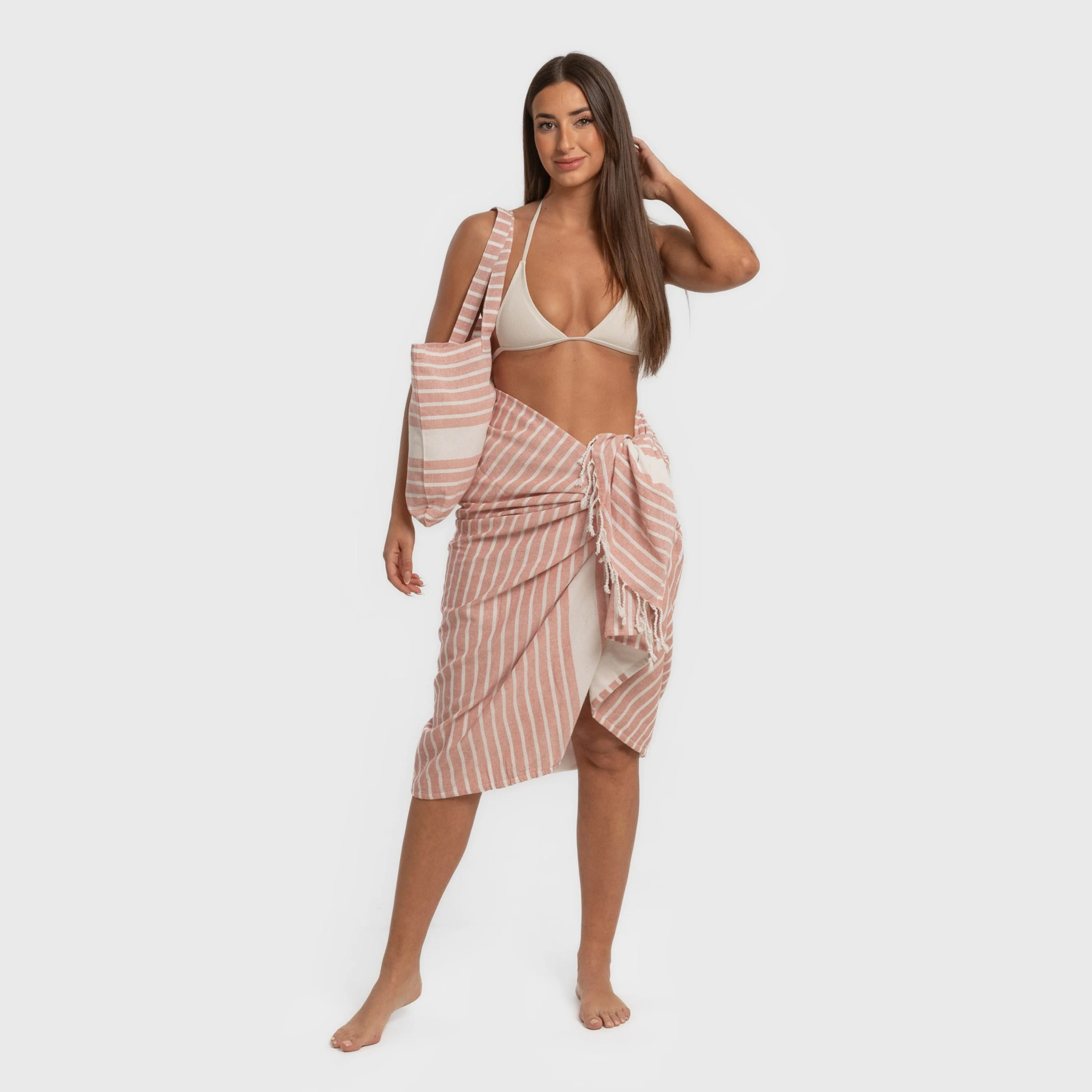 Pack Toalla Pareo + Bolso Raya algodón