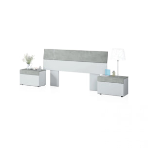 Cabecero con mesitas Axel Blanco Artik (Blanco Mate) - Gris Cemento
