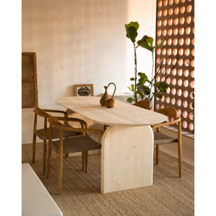 Table à manger ovale en bois massif ton naturel en différentes tailles