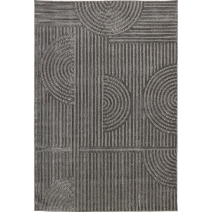 BLOOM - Tapis poils ras motif graphique en relief - Gris