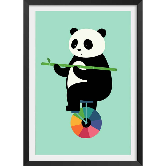 Affiche enfant cirque panda  Affiche + cadre en bois - Noir