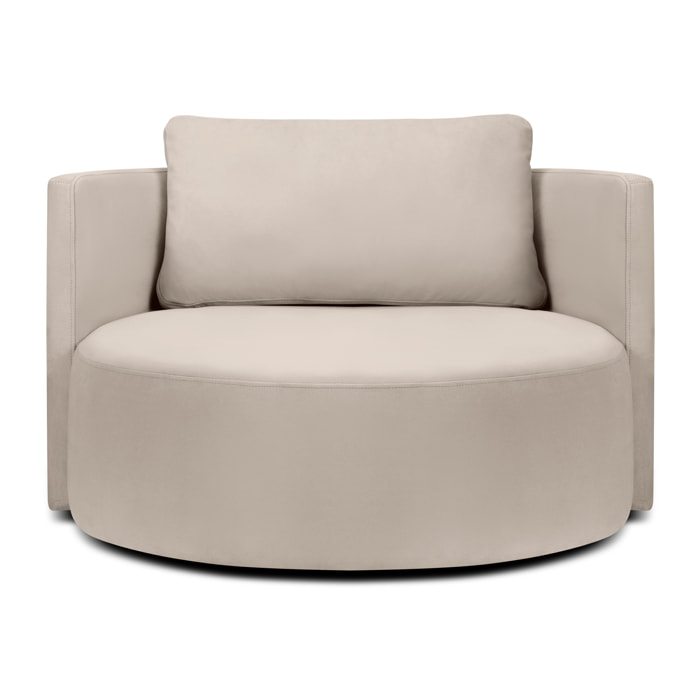 Fauteuil pivotant "Adam" en velours beige