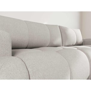 Yulin - Canapé d'angle droit 4 places convertible avec coffre en tissu bouclette - Gris clair
