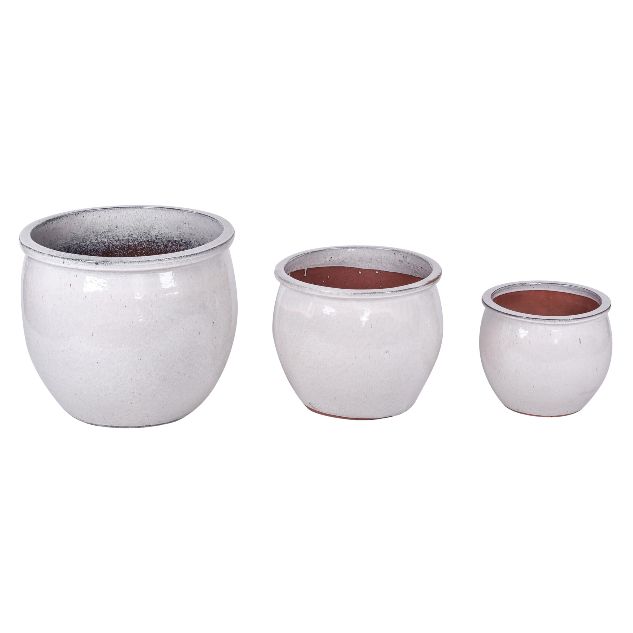 Set Di 3 Vaso Rotondo - Pezzi 1 - 55X46X55cm - Colore Crema - Bianchi Dino -