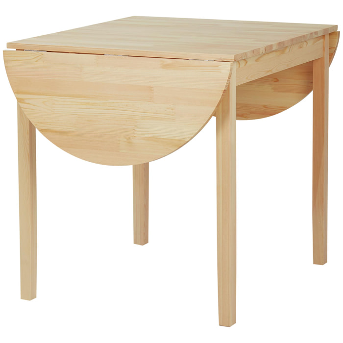 Table à manger pliante 2 abattants - table ovale extensible - dim. 140L x 70l x 75H cm - bois pin