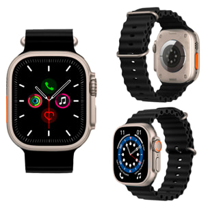 Smartwatch S9 Max, pantalla de 2.2", modos de deporte, monitor de salud, corona multifunción y botón de acceso rápido configurable.