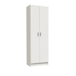 Armadio multiuso Portsmouth, Mobile ausiliario a 2 ante, Guardaroba portascarpe moderno, Scarpiera verticale, cm 59x37h180, Bianco