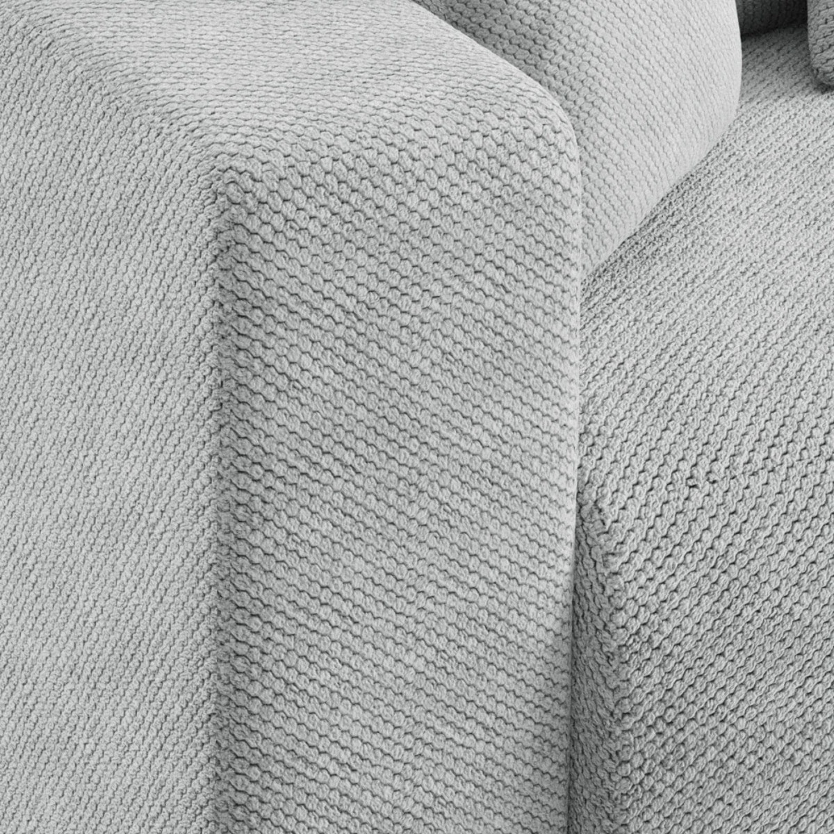 GLORIA - Canapé d'angle droit convertible 4 places en tissu gris clair