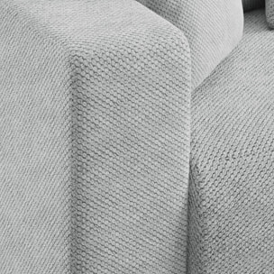 GLORIA - Canapé d'angle droit convertible 4 places en tissu gris clair