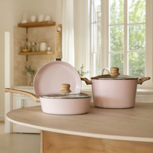 Sauteuse en revêtement céramique 24cm rose - tous feux COLORAMA