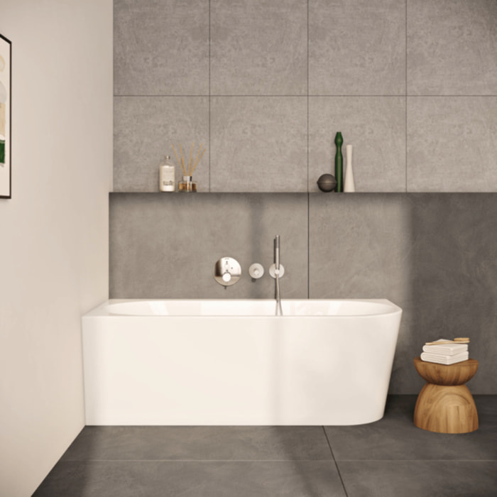 Baignoire murale angle à gauche VITRA Geo 180x80 + pieds + siphon standard