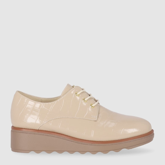 Zapatos de Piel - Beig - Tacón: 5 cm
