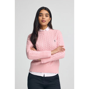 Maglione rosa vigorè a girocollo in misto lana con ricamo Rigby Go