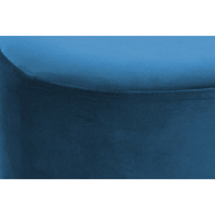 Pouf contenitore Nano in velluto blu e base oro