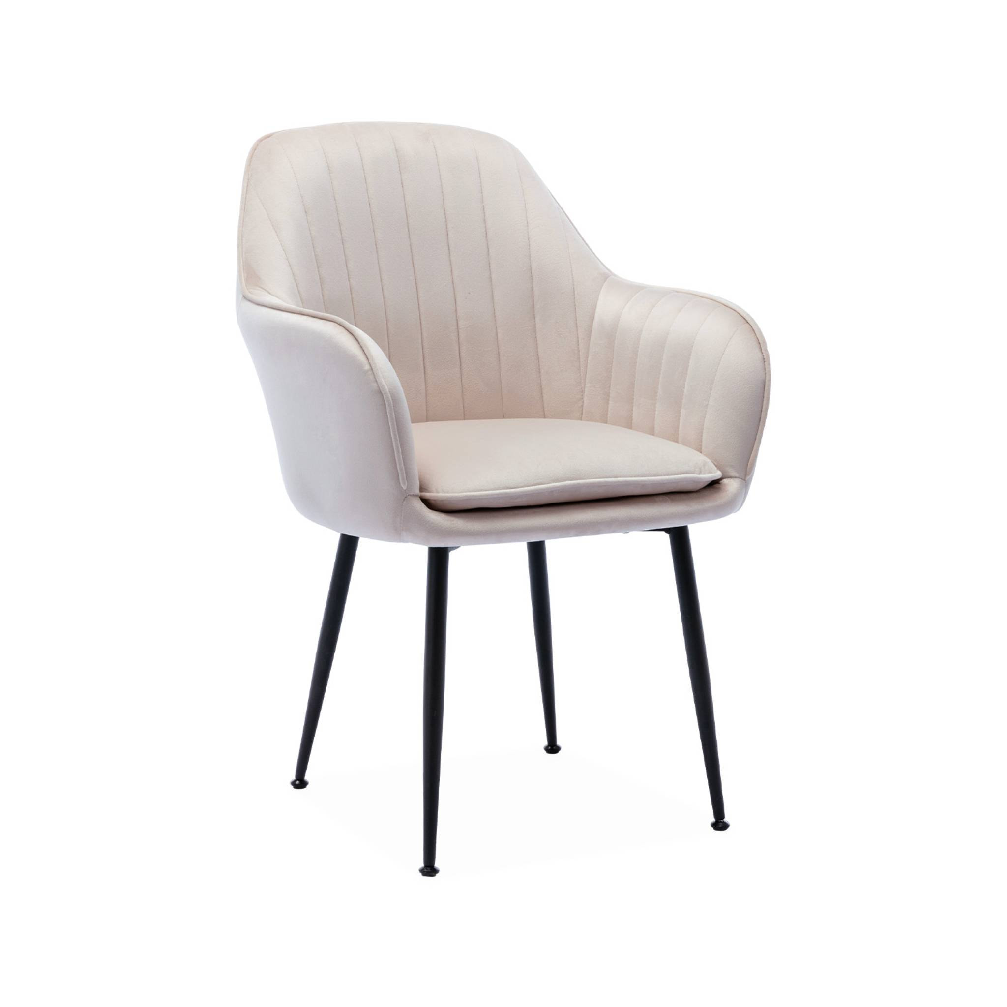 Fauteuil velours et pieds métal (lot de 4) SHELLA