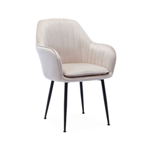 Fauteuil velours et pieds métal (lot de 4) SHELLA