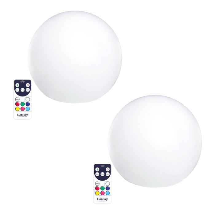 Lot de 2 boules lumineuses sans fil LED 2x BOBBY C30 D30CM