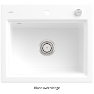 Evier Subway Style 60 S Blanc CeramicPlus vidage automatique finition anthracite