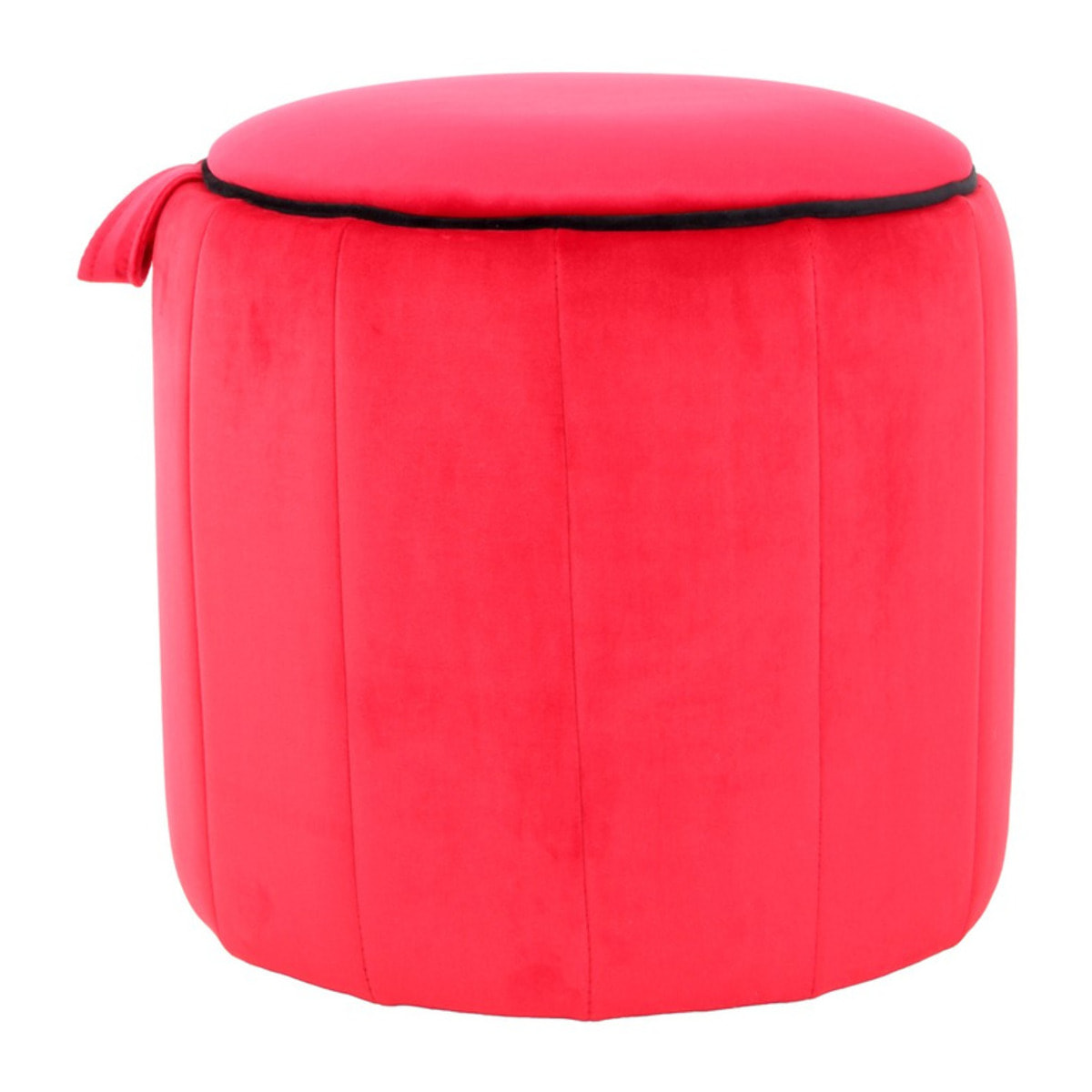 Pouf contenitore Reese in velluto rosso