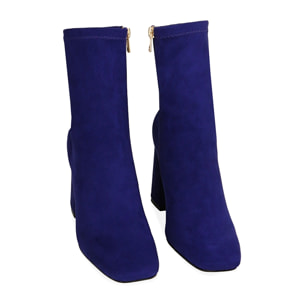 Ankle boots viola in microfibra, tacco 8,5 cm