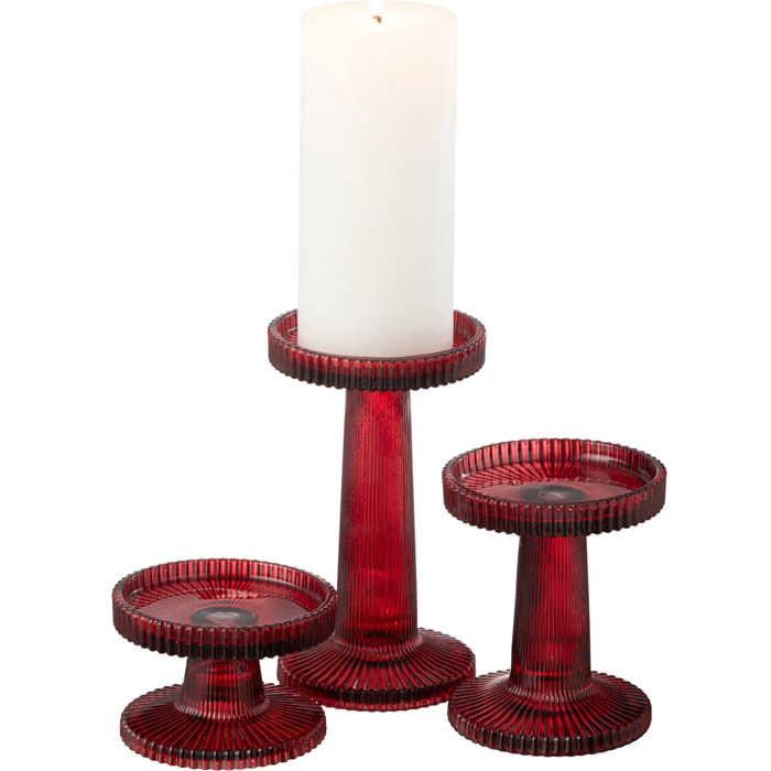 J-Line bougeoir Nelly - verre - rouge - 3 pcs