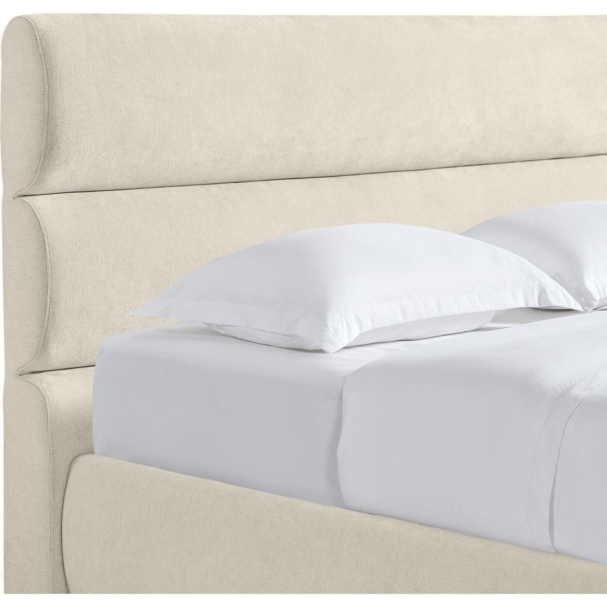 Lit coffre adulte avec tête de lit capitonnée en tissu chenille - SIMON
