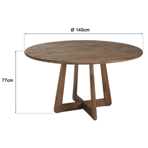 ROMY - Table à manger ronde 140x140cm en bois de mindi