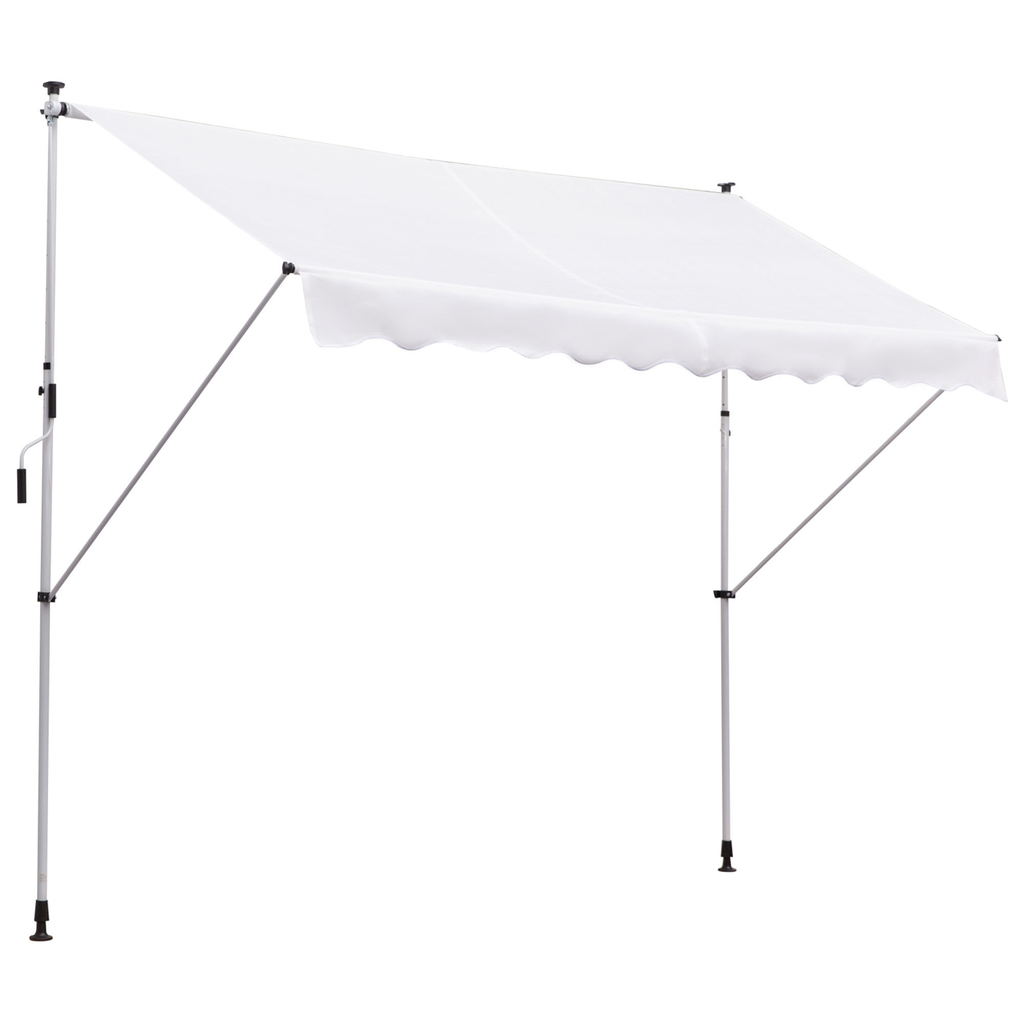 Toldo Manual Retráctil Exterior 300x150x170-280 cm Enrollable Manivela Blanco