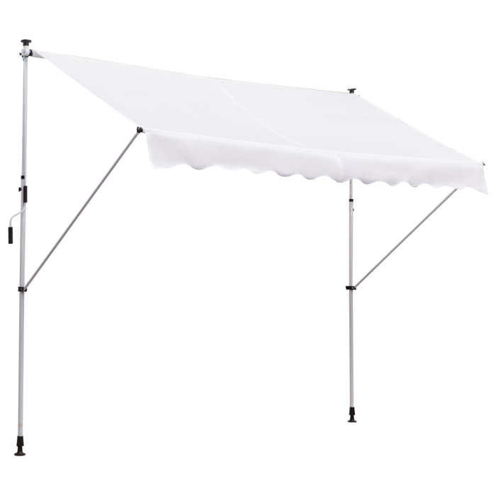 Toldo Manual Retráctil Exterior 300x150x170-280 cm Enrollable Manivela Blanco