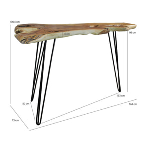 Table de bar haute en bois de teck et pieds filaire en métal noir - SONGA