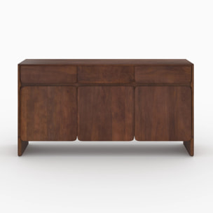 Buffet en bois de manguier avec 3 portes et 3 tiroirs - Achille