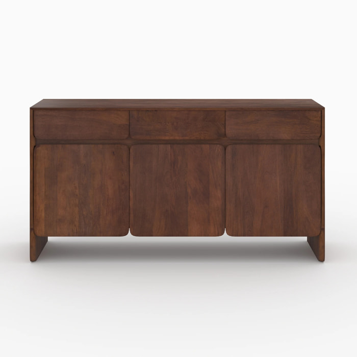 Buffet en bois de manguier avec 3 portes et 3 tiroirs - Achille